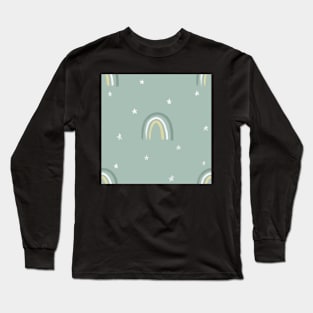 Rainbows and Stars Mint Long Sleeve T-Shirt